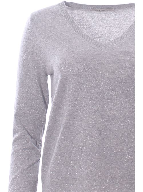 wool and cashmere lurex v-neck LA FILERIA | 57251/16805078